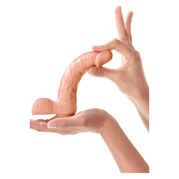 Gode réaliste veiné avec testicules et ventouse 18cm 